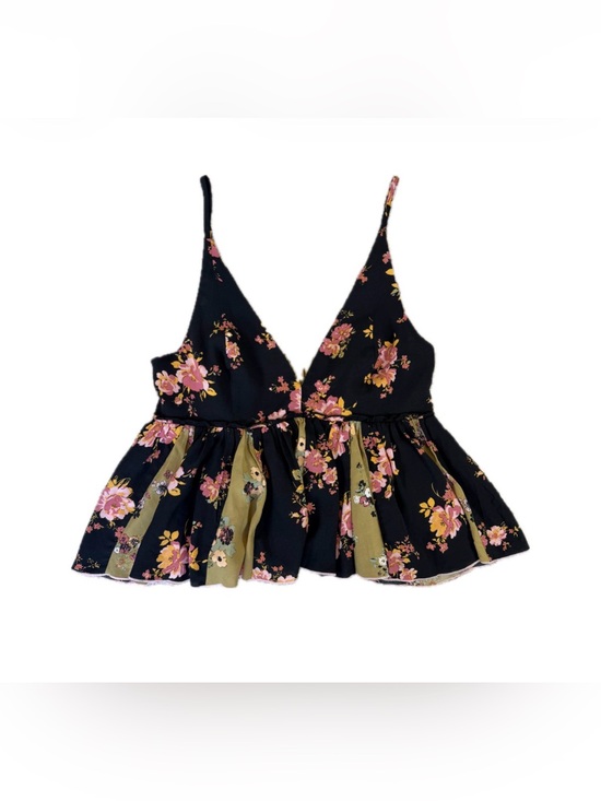 Free People Tops - Free People Tillie Floral Plunge Babydoll Top Women's XS Black Olive Cami